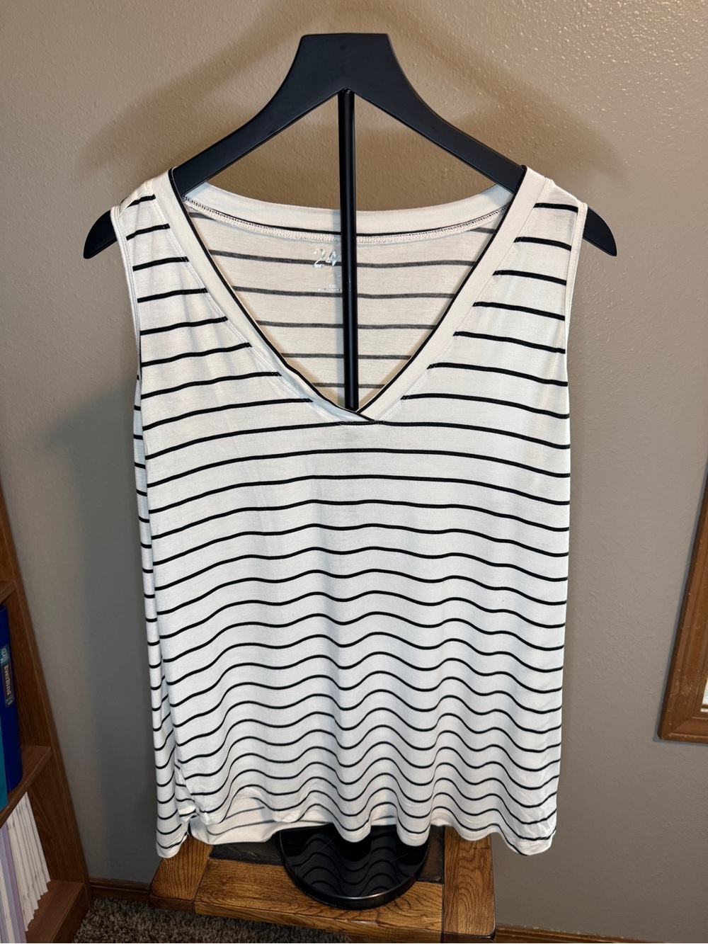 Maurices Women’s White Tank Top with Black Stripes